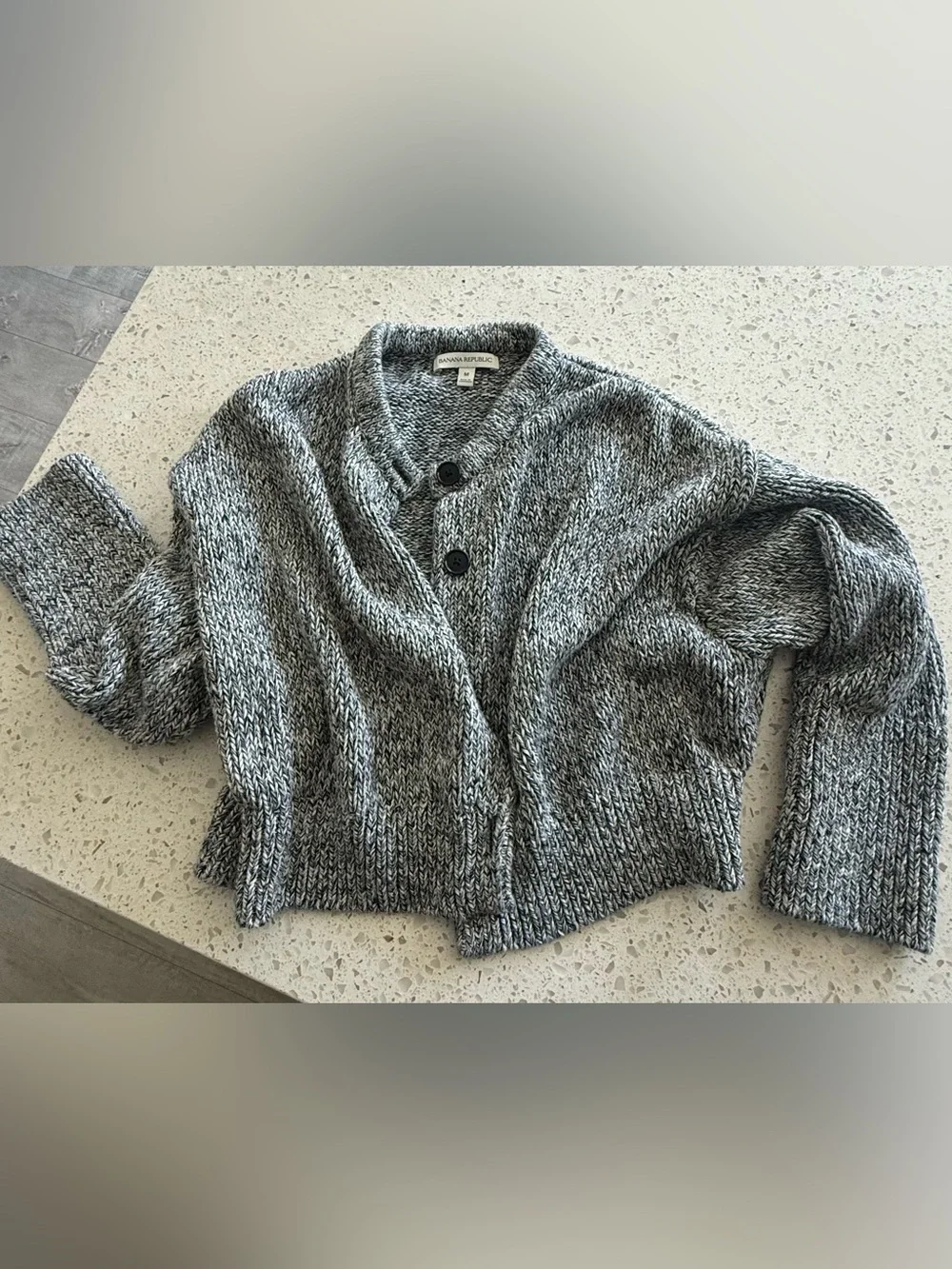 Banana Republic Marled Gray Button-Up Knit Cardigan